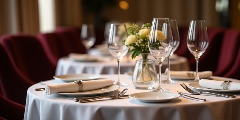 A beautifully set table in a fine dining restaurant